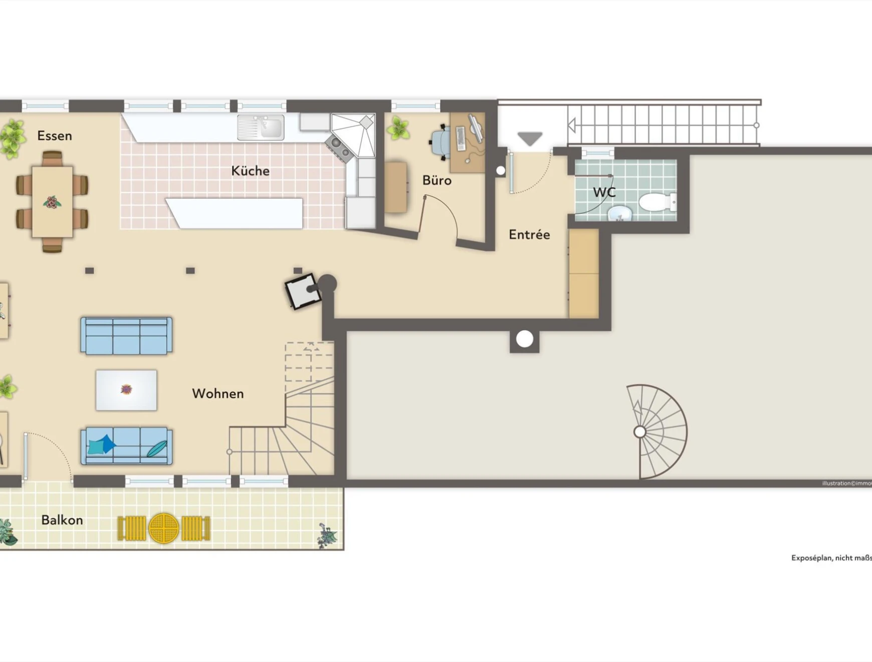 Grundriss einer Wohnung mit Balkon