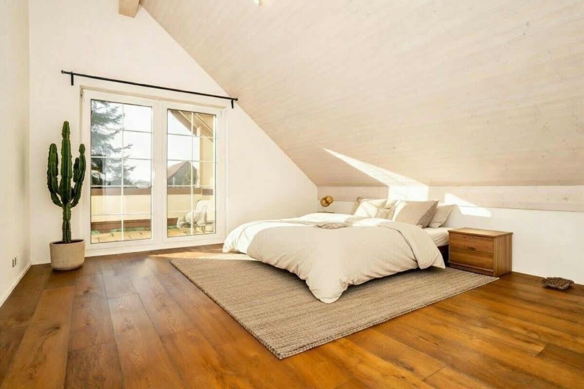 Helles Dachgeschoss-Schlafzimmer