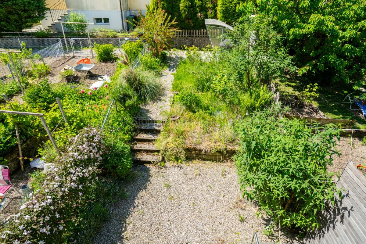 Üppiger terrassierter Garten