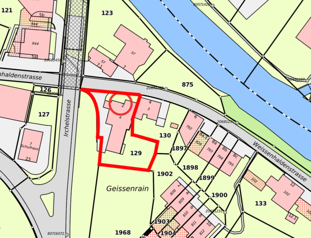 Lageplan mit markiertem Grundstück