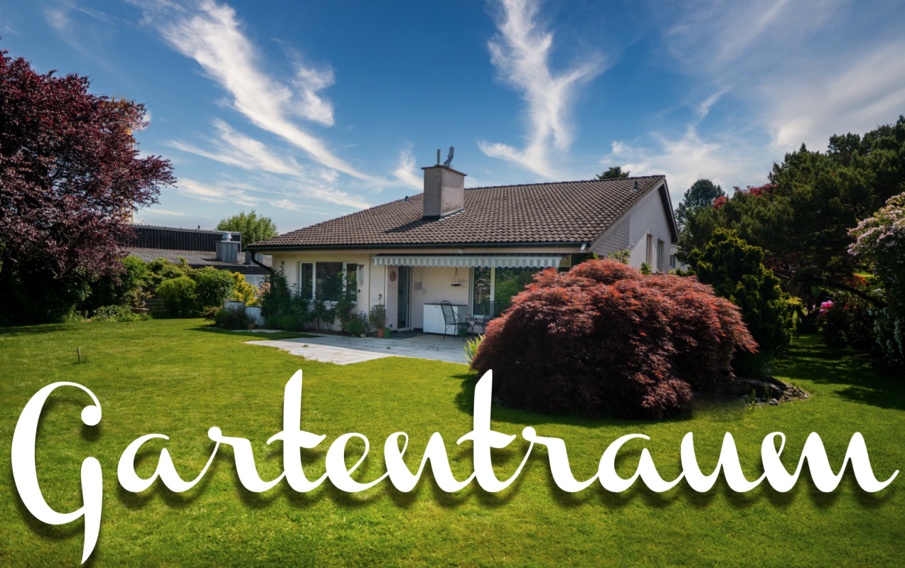 Gartenansicht eines Einfamilienhauses