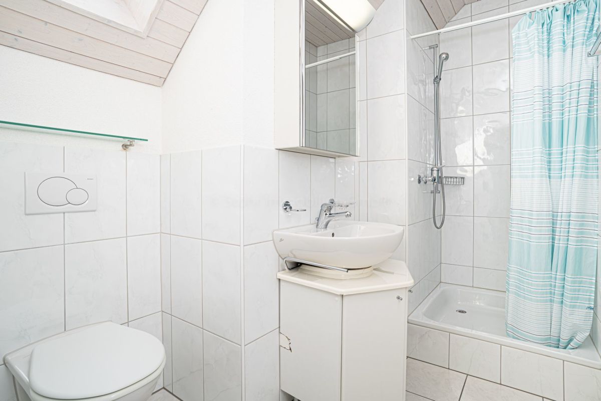 Kleines helles Bad mit Dusche und WC
