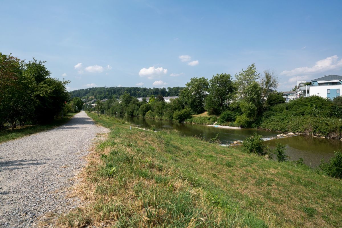 Flussuferweg mit Grünflächen