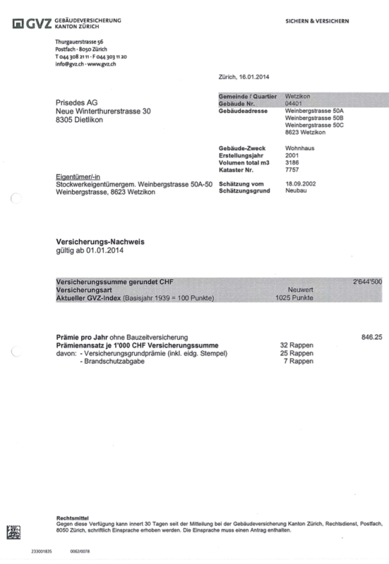 Dokument mit Versicherungsangaben