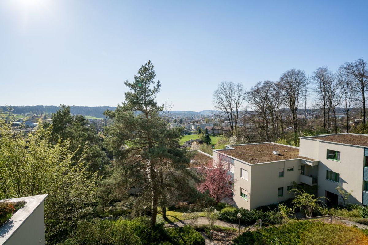 Blick über Wohnanlage ins Tal