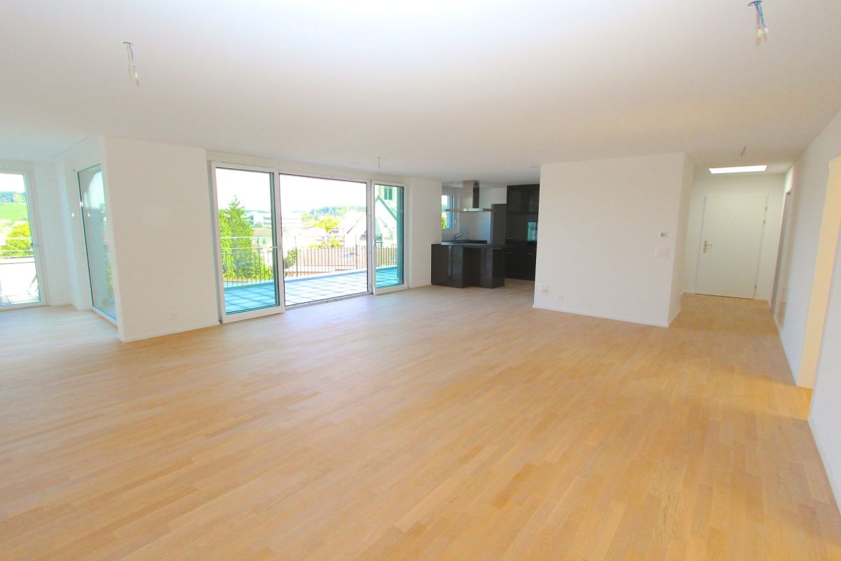 Offener Wohnbereich mit Terrasse und Küchenzone