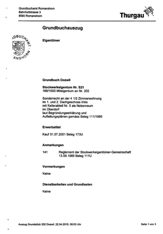 Grundbuchauszug-Dokument