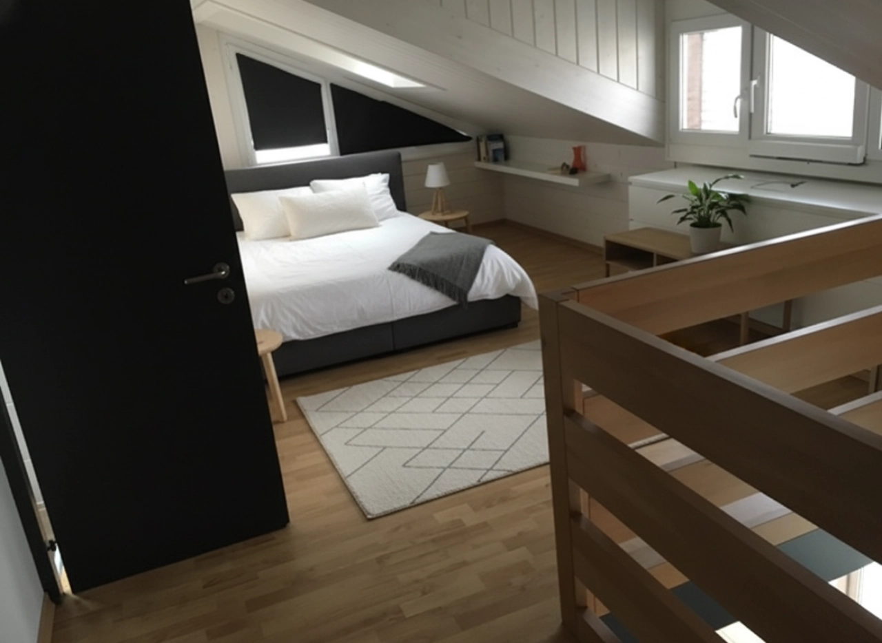Dachgeschoss-Schlafzimmer mit Galerie