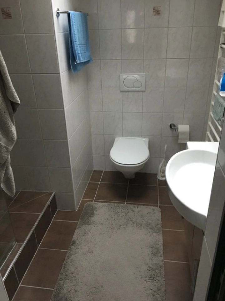 Kleines Gäste-WC mit WC und Waschbecken
