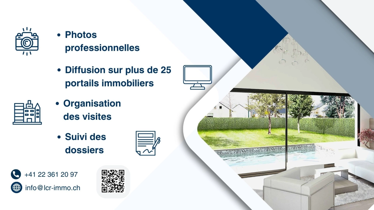 Immobilien-Branding mit Wohnraum und Poolblick