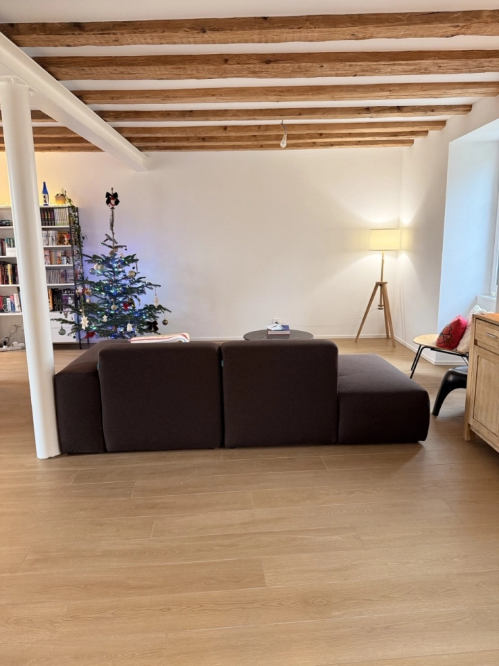 Wohnraum mit Holzbalkendecke