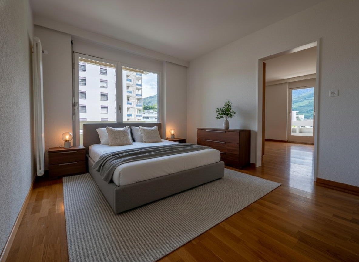 Helles Schlafzimmer mit Aussicht