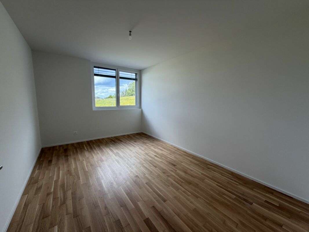 Leeres, frisch renoviertes Zimmer mit Fenster