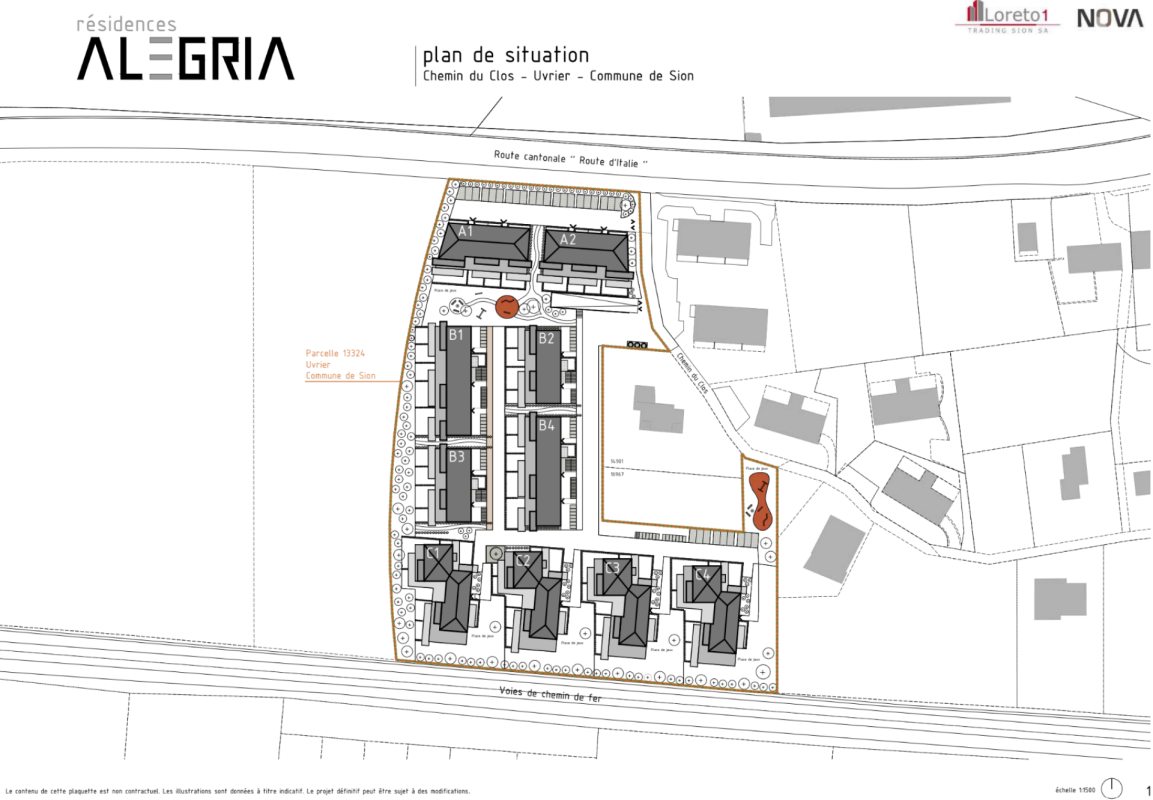 Lageplan einer Wohnüberbauung