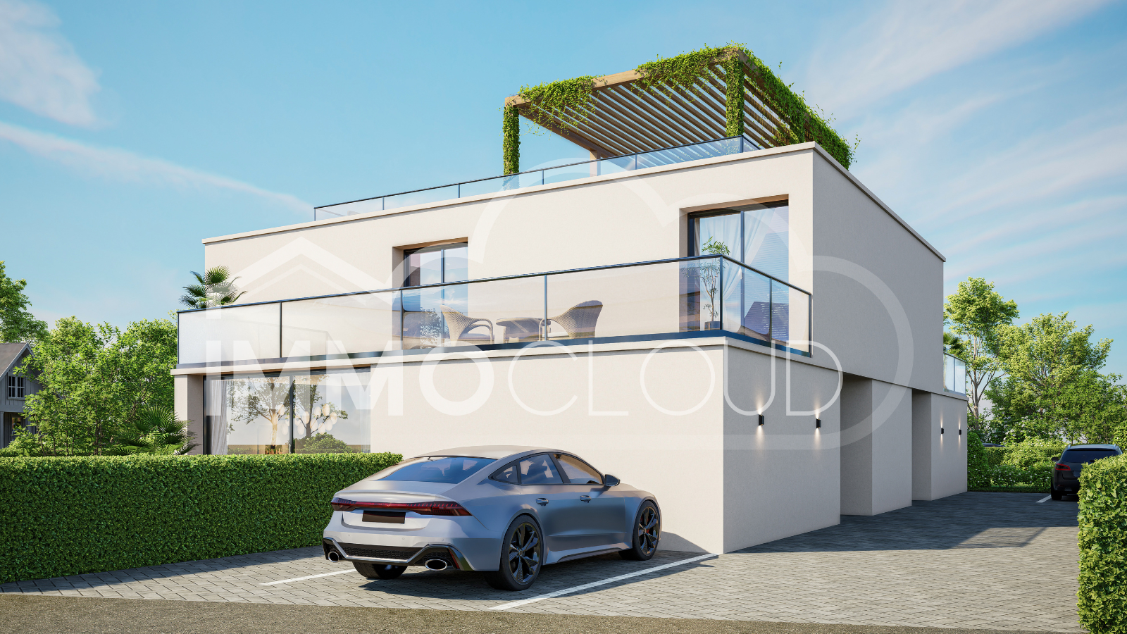 Moderne Dachterrassen-Villa mit Pergola