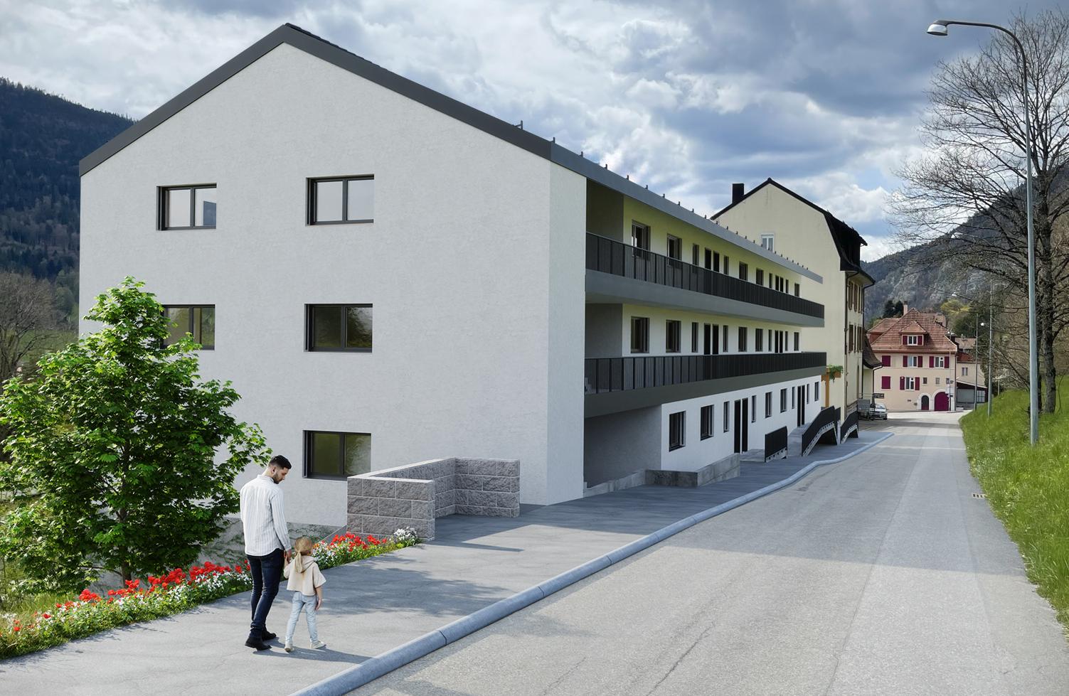 Modernes Wohngebäude an Hanglage