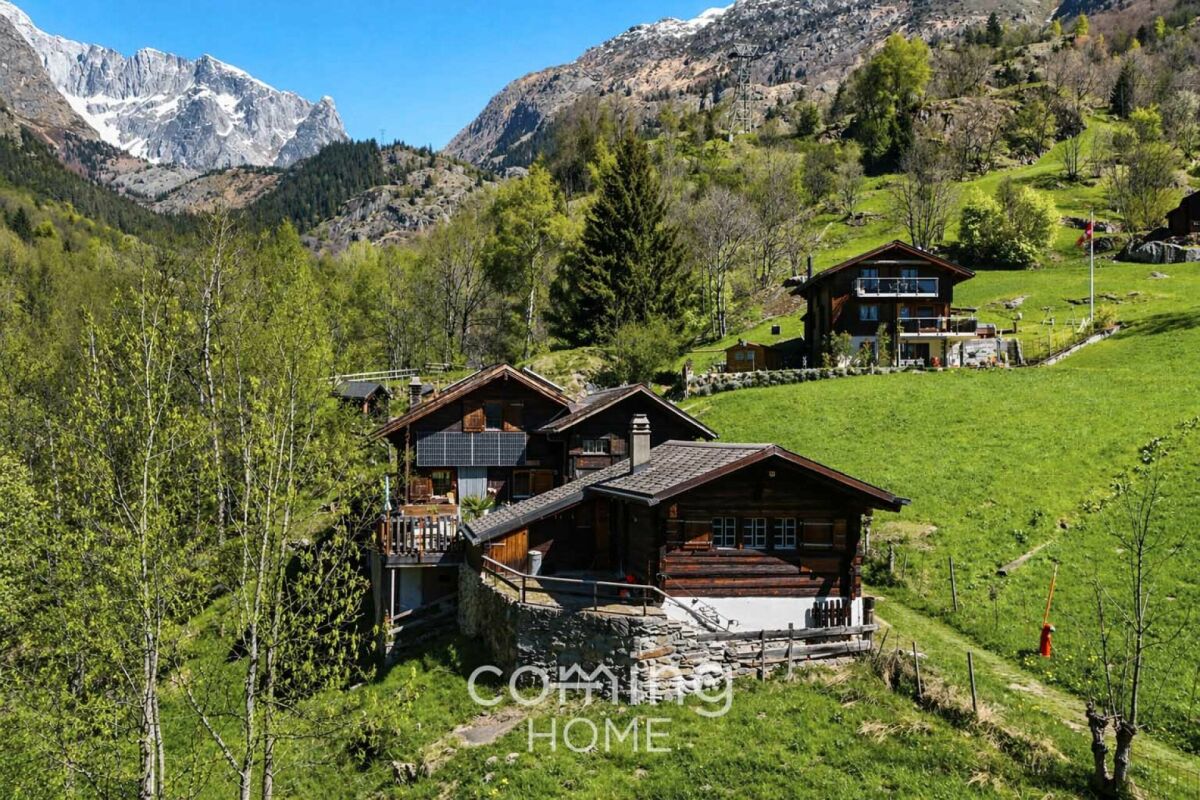 Alpine-Häuser in Berglandschaft