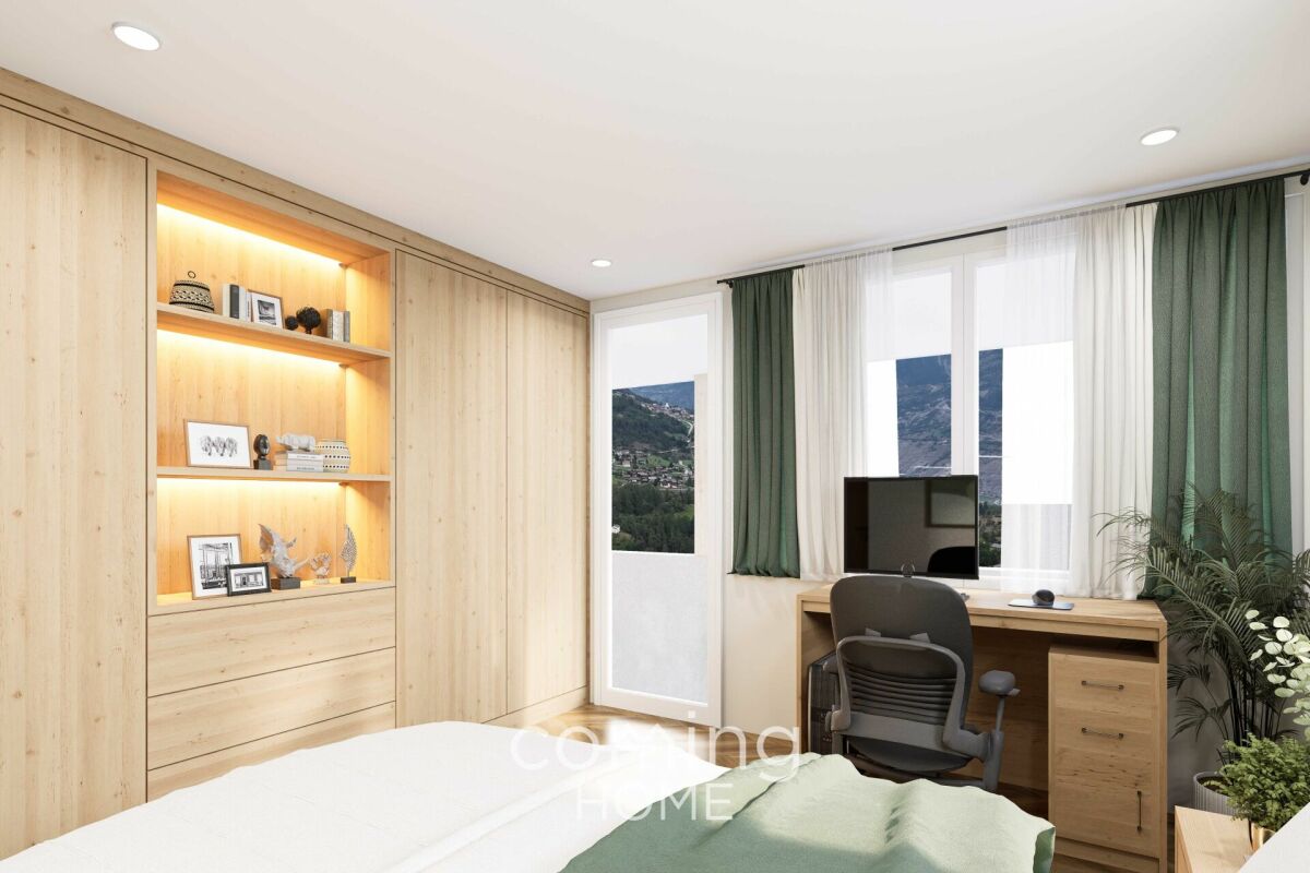 Modernes Schlafzimmer mit Arbeitsbereich