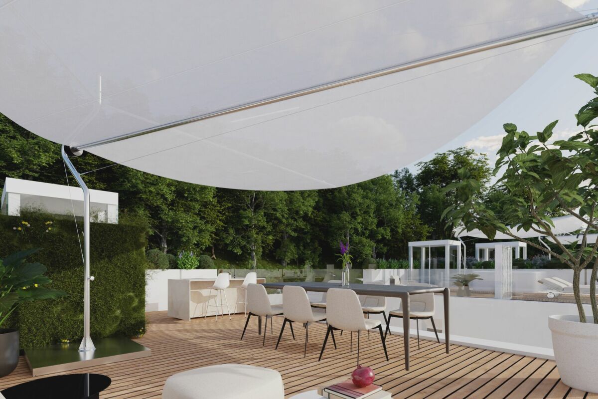 Moderne Dachterrasse mit Markise