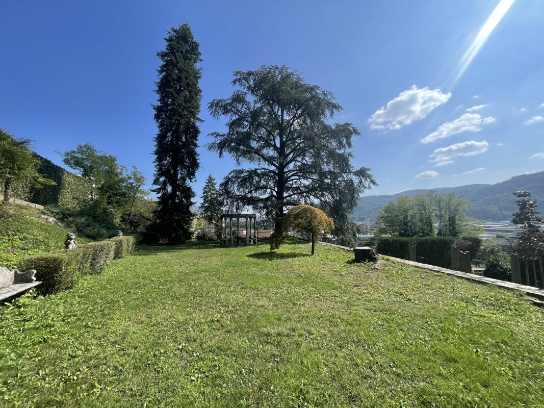 Großer gepflegter Garten mit Bergblick