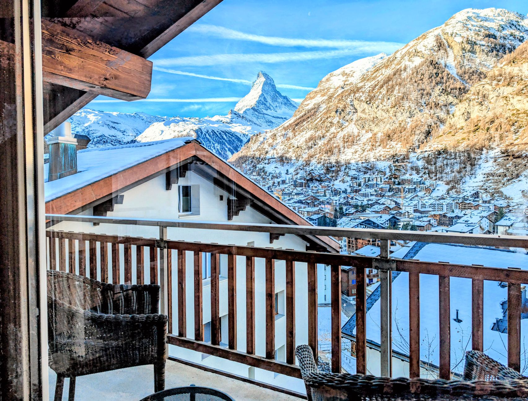 Balkon mit Alpenblick