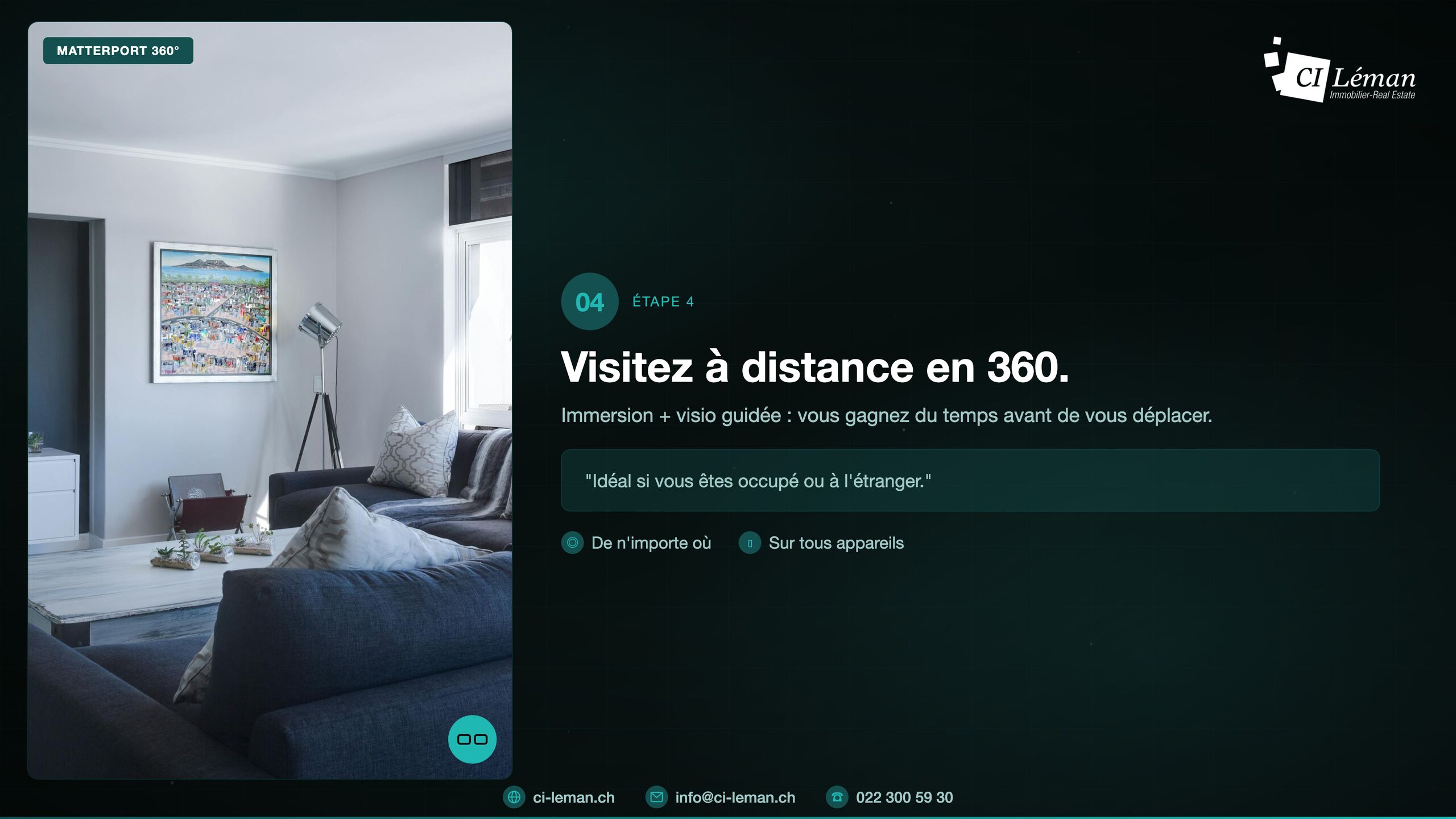 Wohnzimmer mit 360°-Besichtigungshinweis