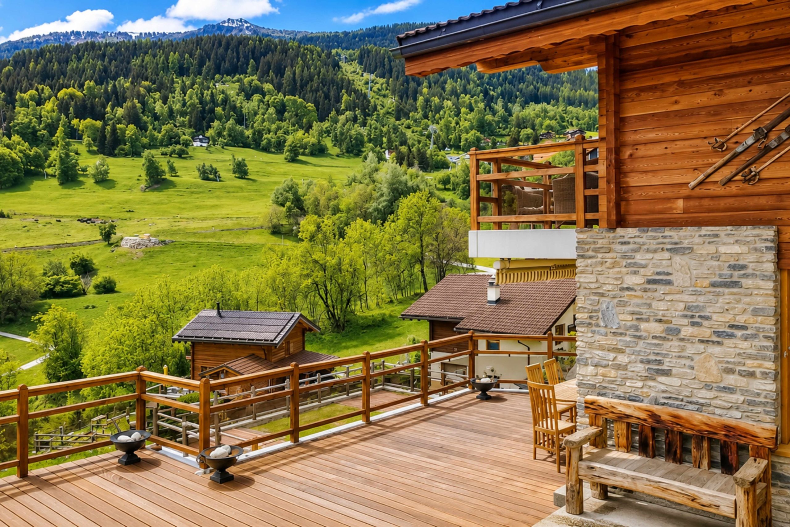 Alpen-Terrasse mit Bergblick