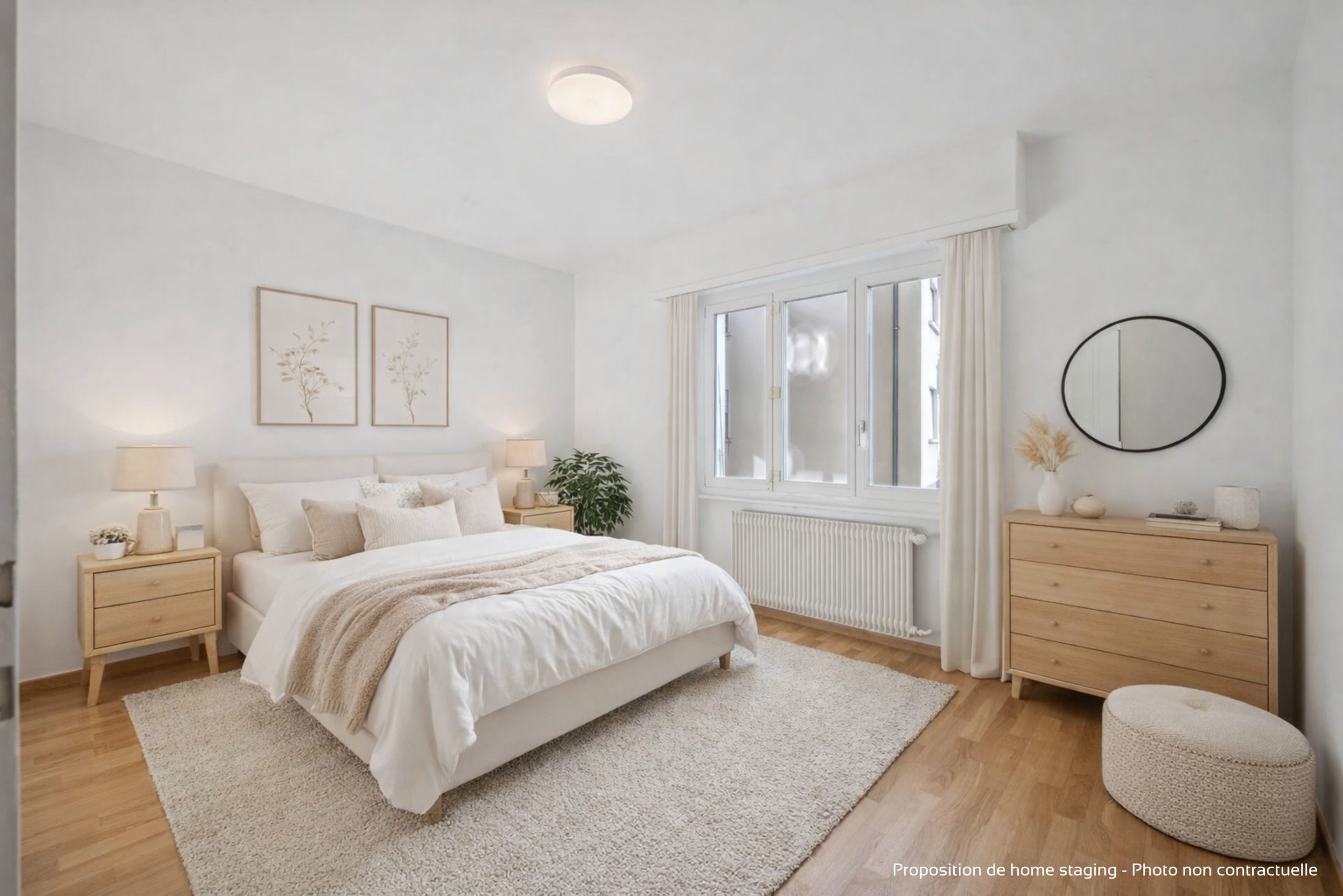 Helles, minimalistisch gestagtes Schlafzimmer
