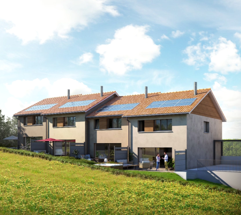Doppelhaus mit Solardach im Grünen