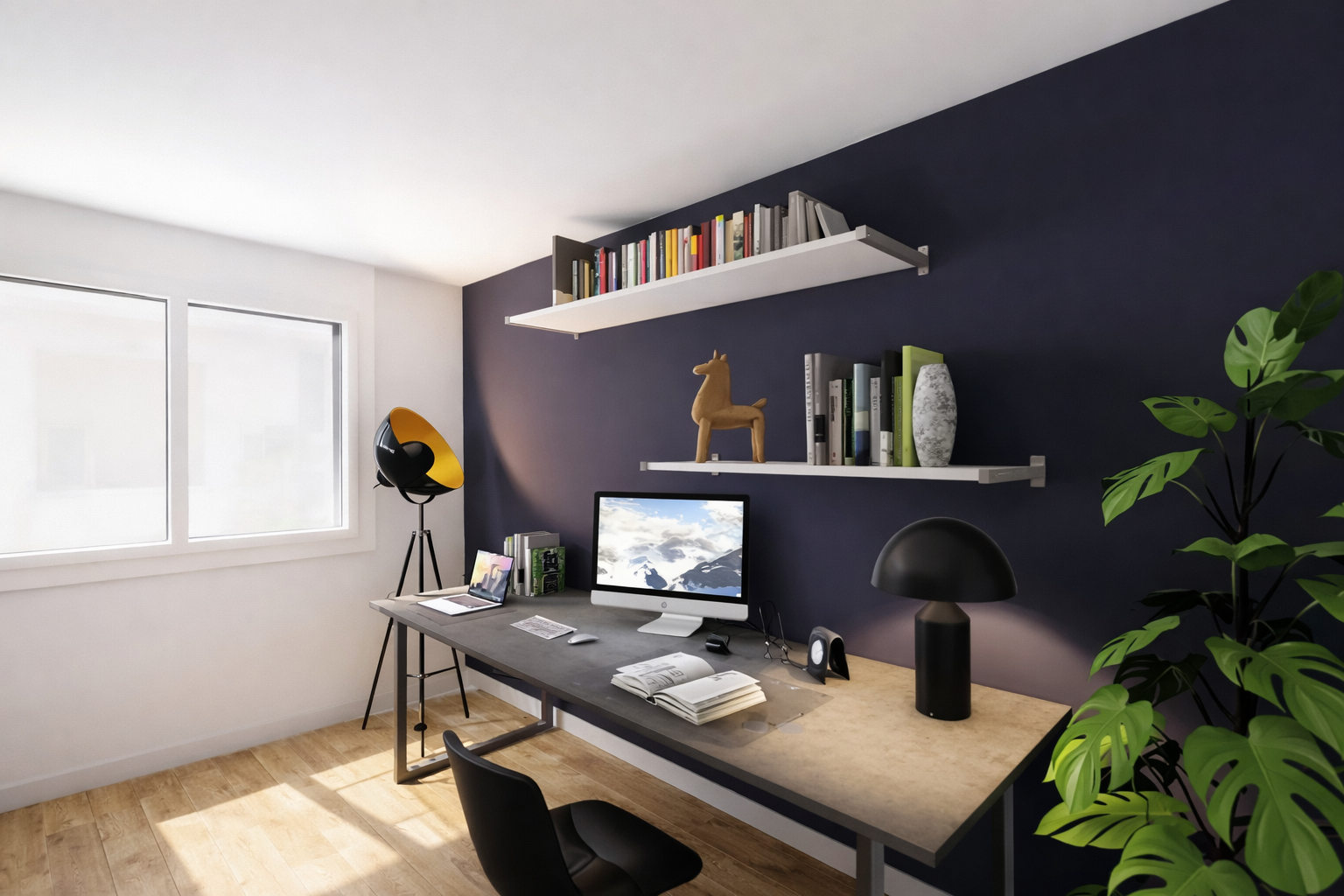 Modernes Homeoffice mit Designer-Möbeln