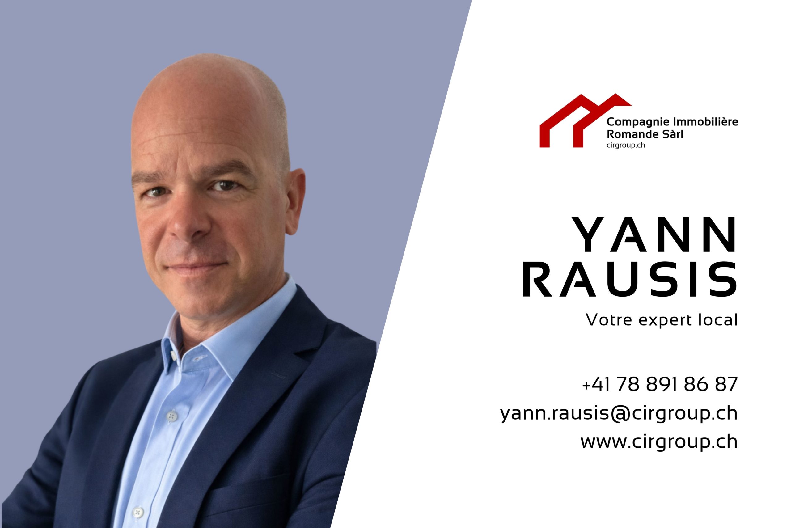Makler-Visitenkarte mit Portrait und Kontaktdaten