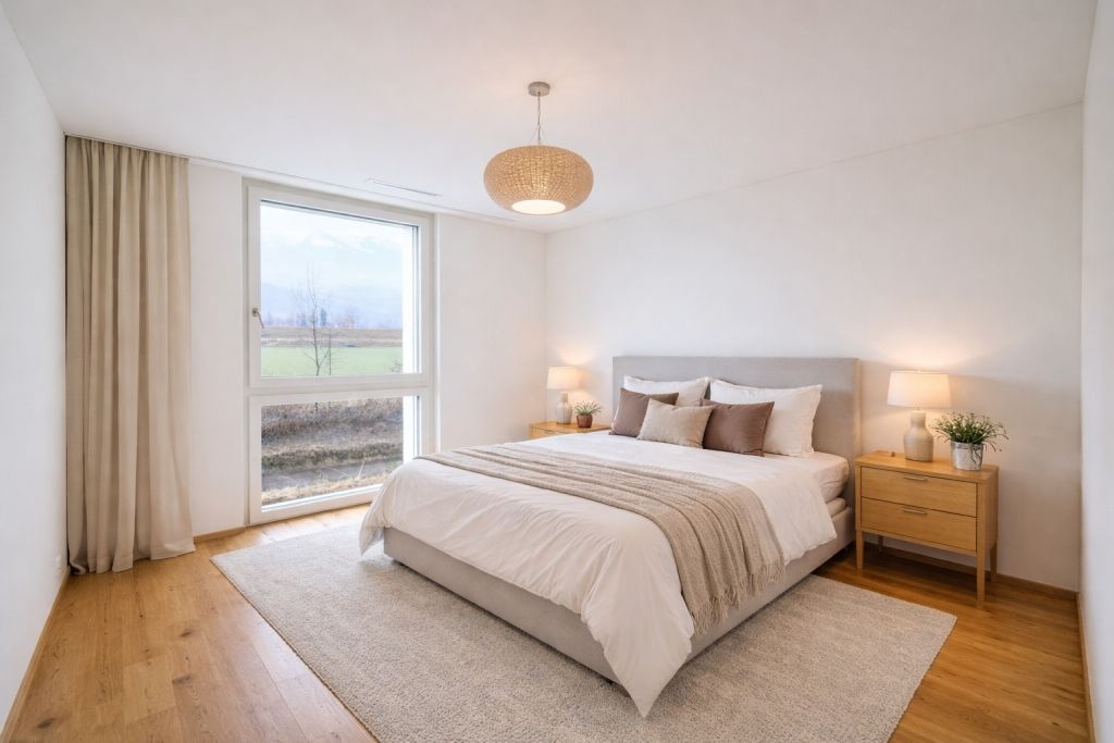 Helles Schlafzimmer mit Naturtönen