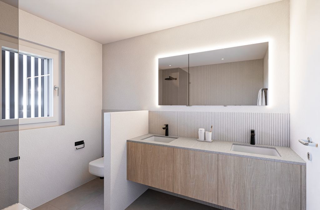 Modernes Badezimmer mit Doppelwaschtisch