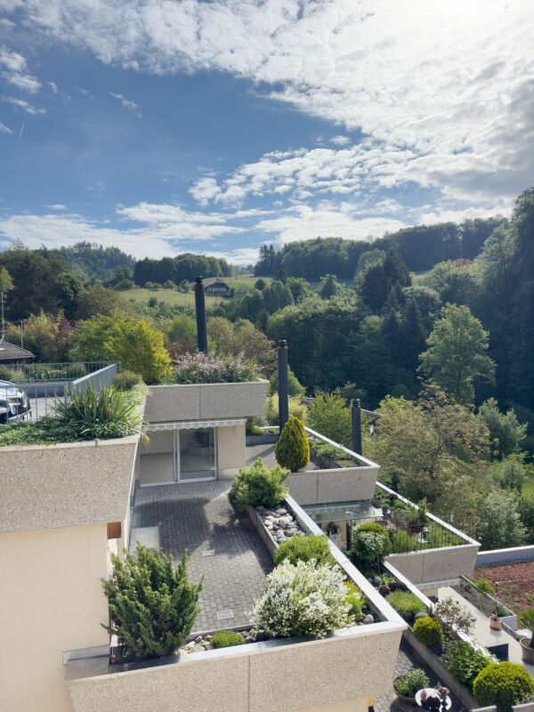Terrassen- und Gartenansicht mit weitem Talblick