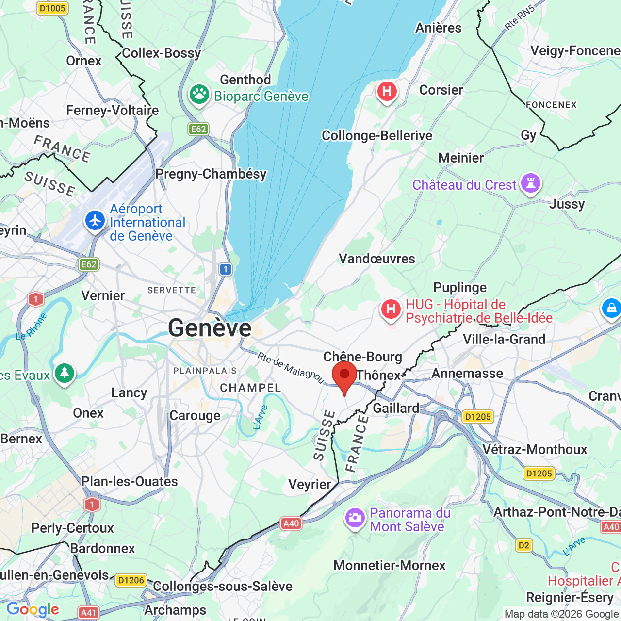 Kartenansicht der Region Genf