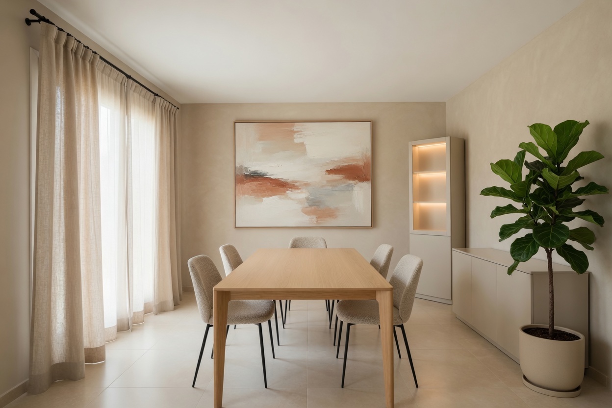 Heller Essbereich in Beige- und Naturtönen