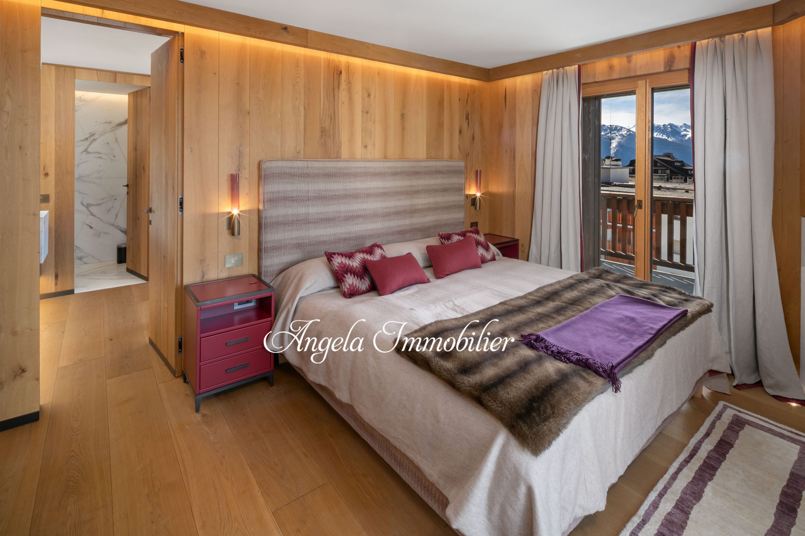 Schlafzimmer mit Bergblick