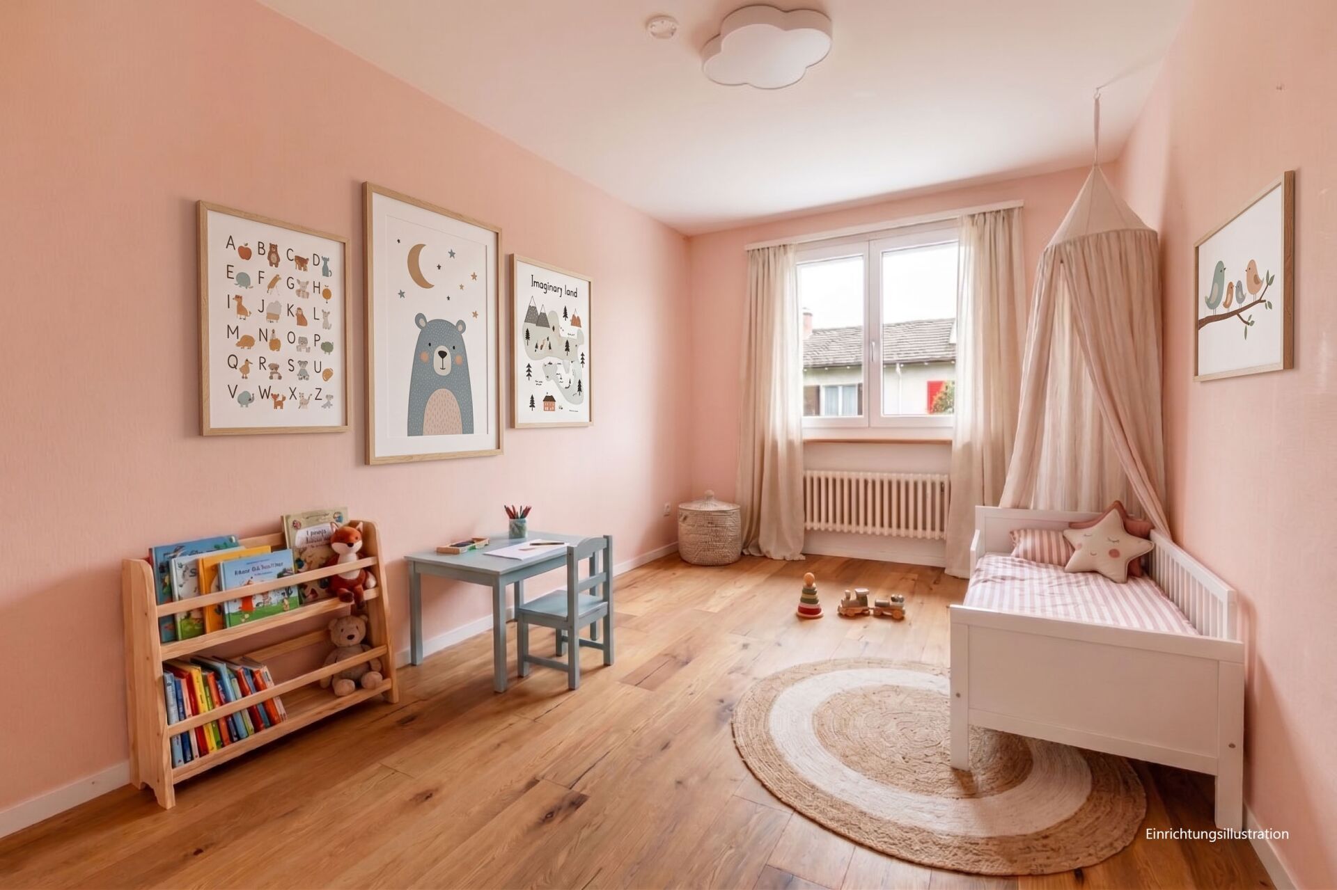 Kinderzimmer in sanften Rosatönen