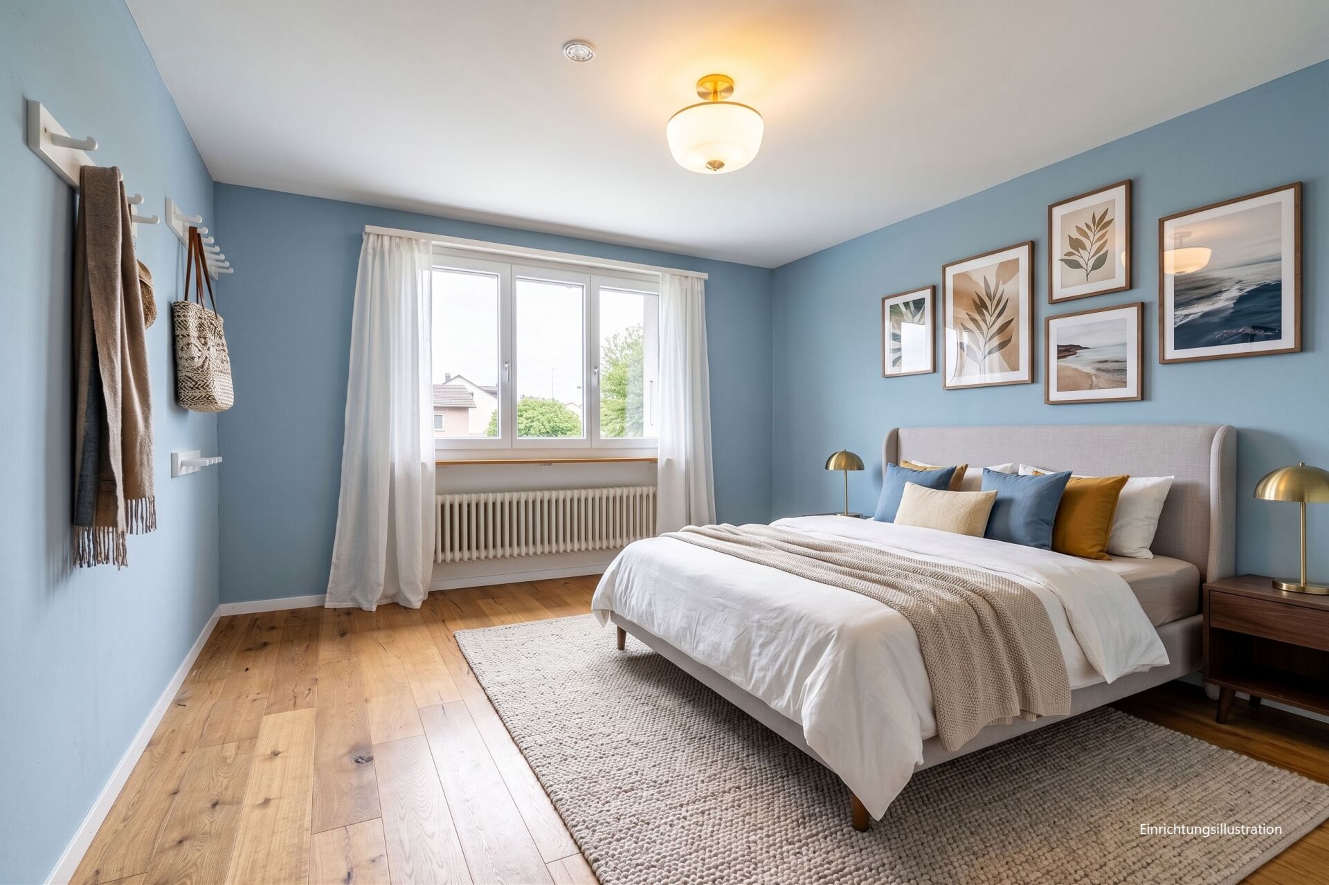 Helles, modern eingerichtetes Schlafzimmer