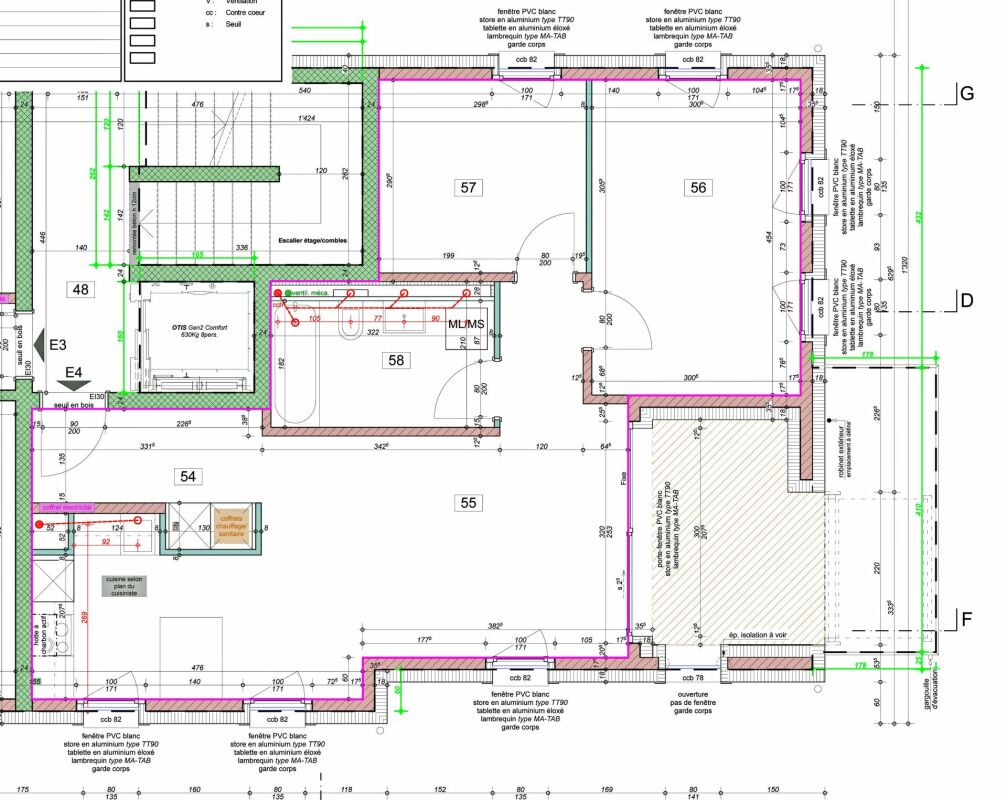 Grundriss mit mehreren nummerierten Räumen