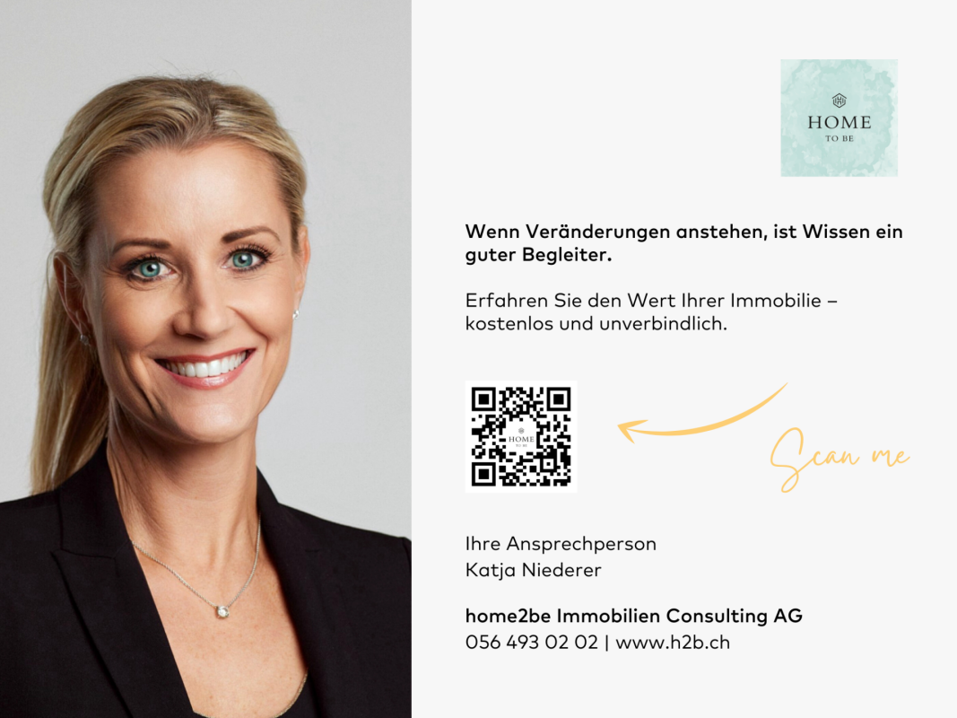 Werbeanzeige mit Porträt und QR-Code