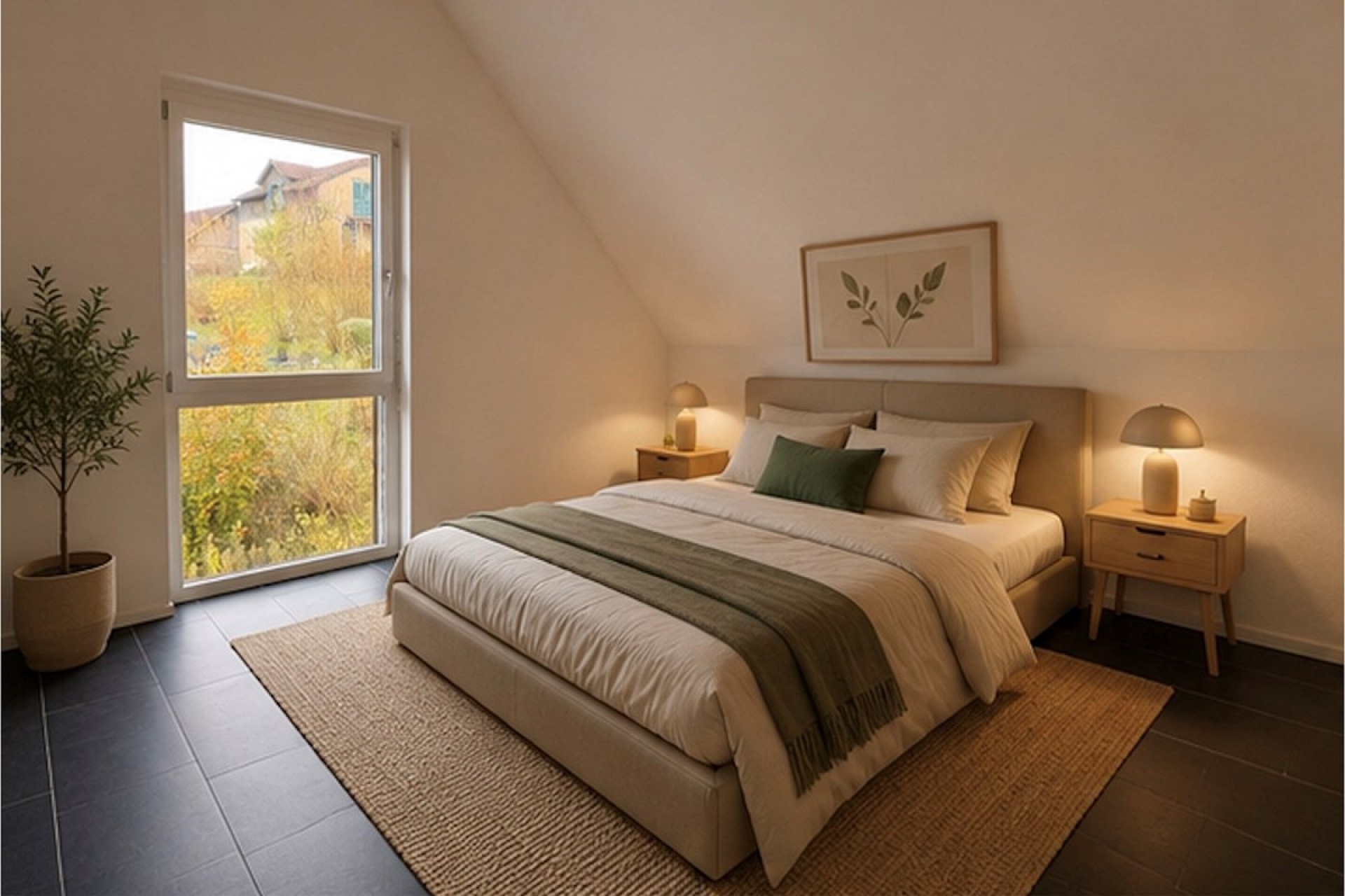 Helles Dachgeschoss-Schlafzimmer