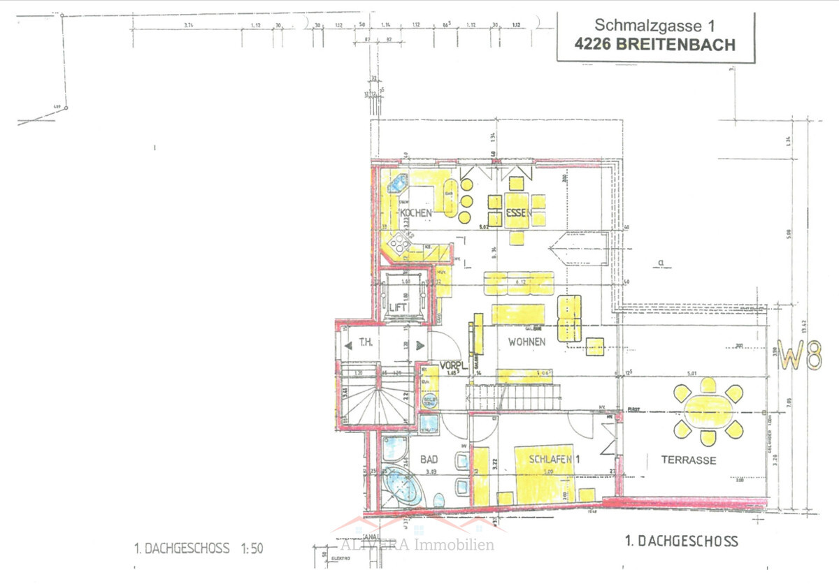 Dachgeschoss-Grundriss mit Terrasse