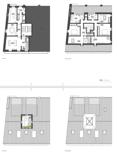 Grundriss mit vier Ansichten