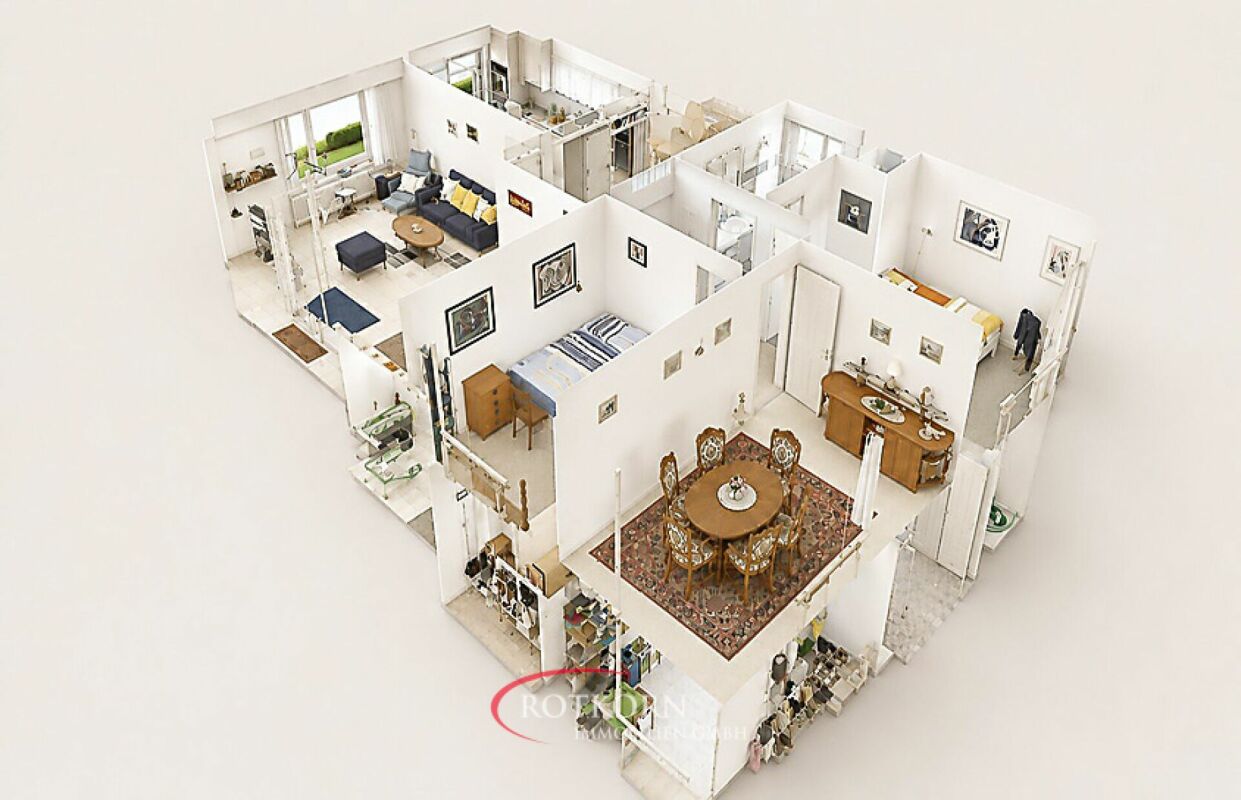 3D-Grundriss einer möblierten Wohnung
