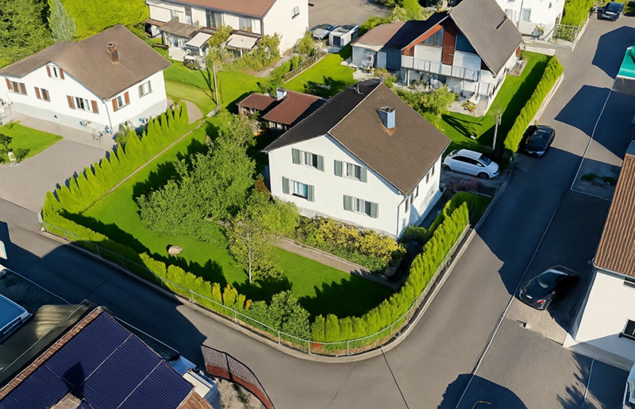 Luftaufnahme eines Wohngebiets mit Einfamilienhäusern