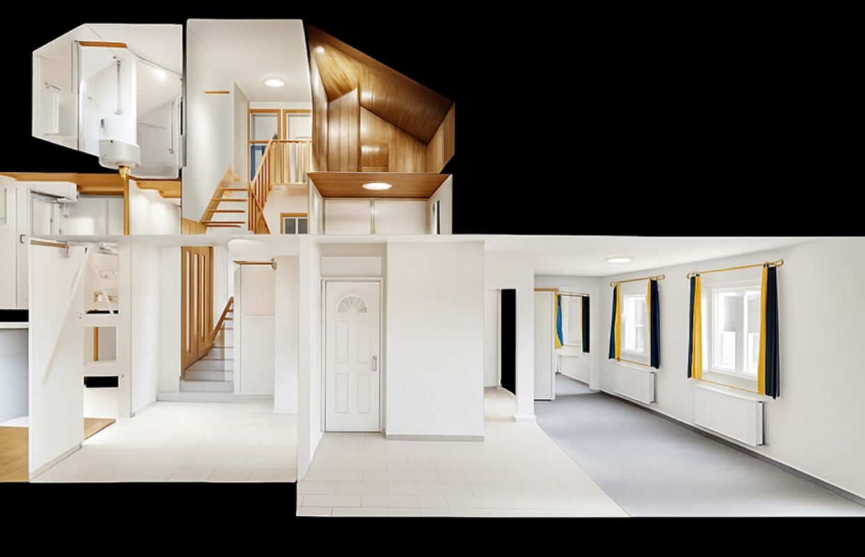 Mehrere Innenräume eines Hauses in einer Collage