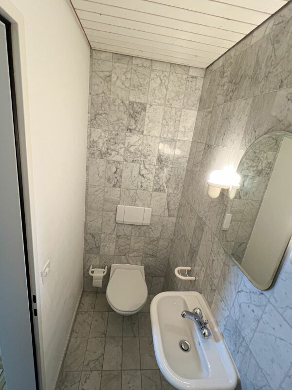 Kleines Gäste-WC mit Marmoroptik