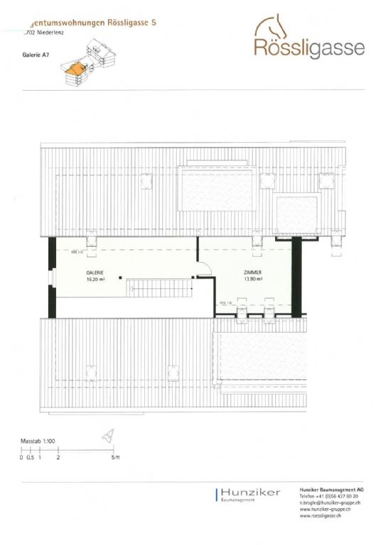 Dachgeschoss-Grundriss mit Galerie und Zimmer