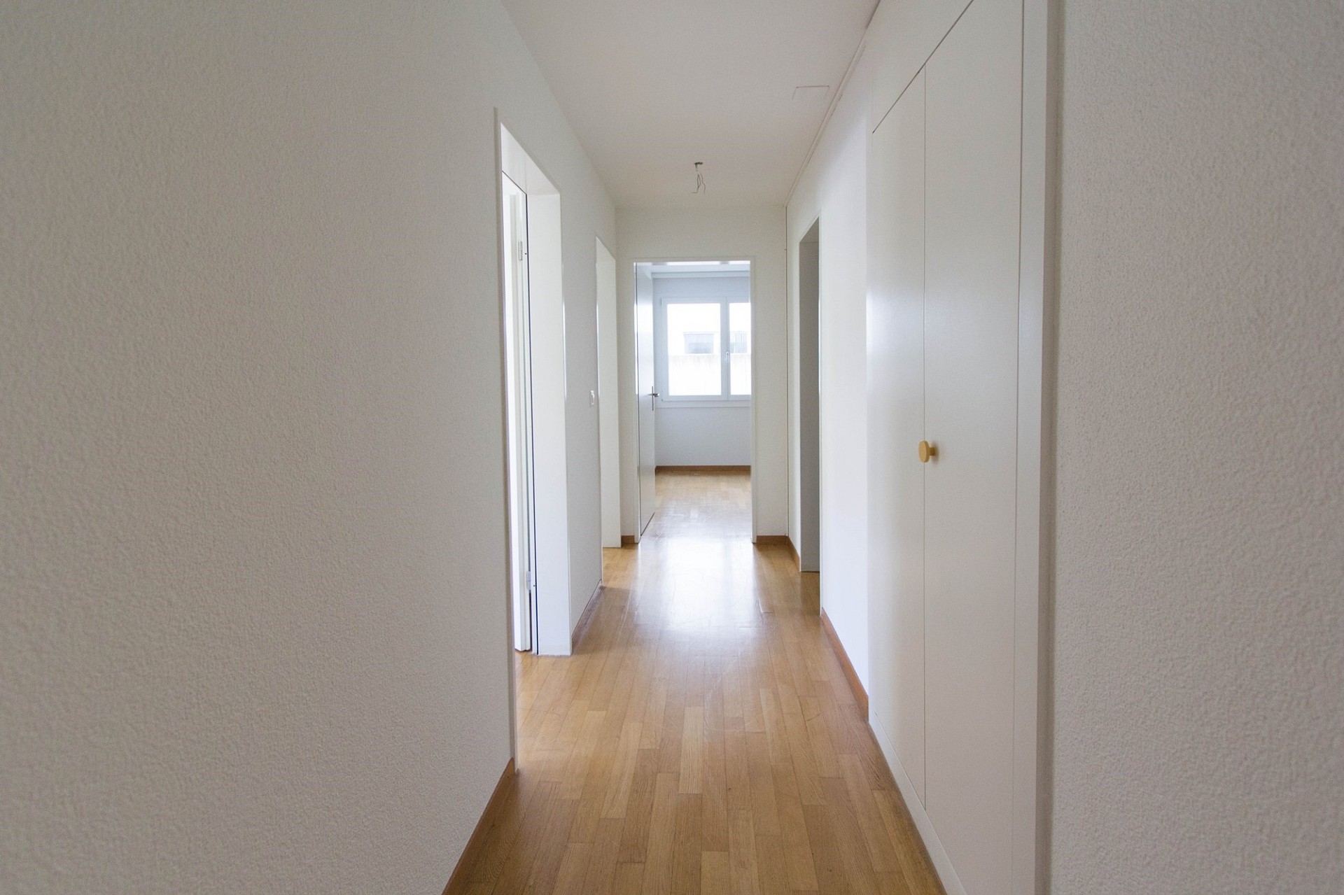 Heller Flur mit Holzboden